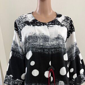 Ali Miles Jacket Womens 2X Abstract Dot Print Button Front Topper Blazer Coat